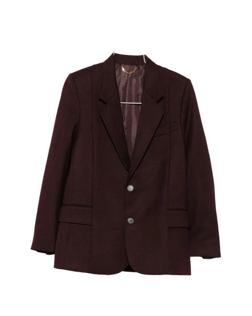 Victoria Beckham Purple Single-Breasted Notched-Lapel Blazer