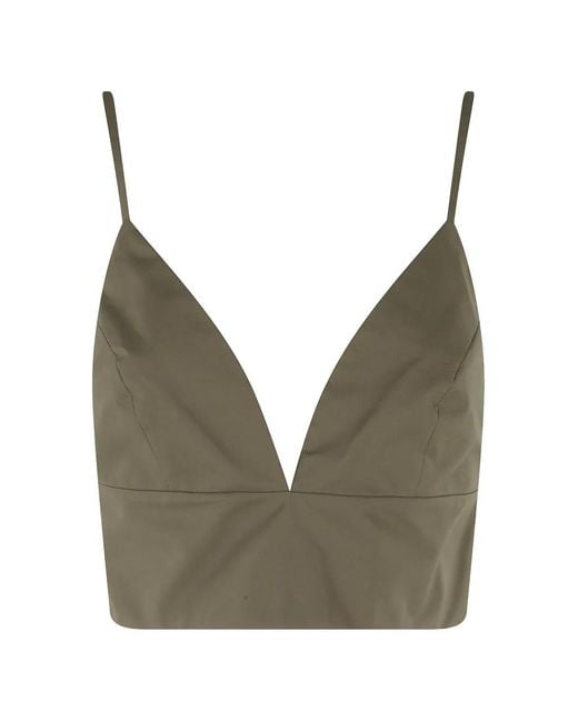 FEDERICA TOSI Natural V-Neck Cropped Top