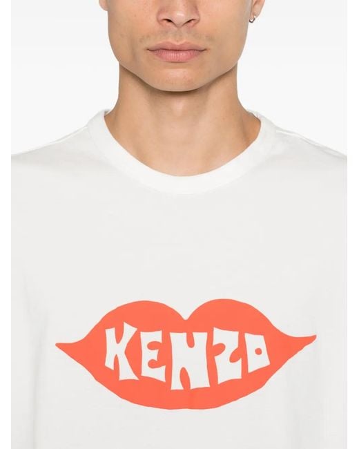 KENZO White Logo-Print T-Shirt for men