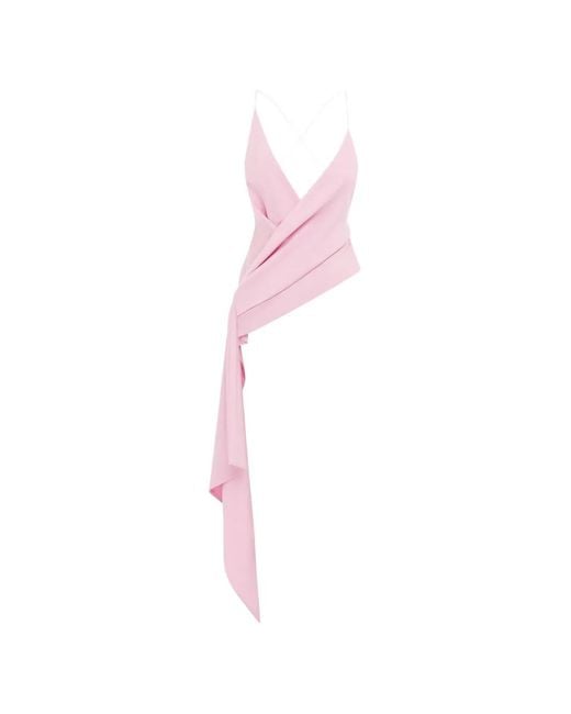 Alex Perry Pink Draped Asymmetric Top