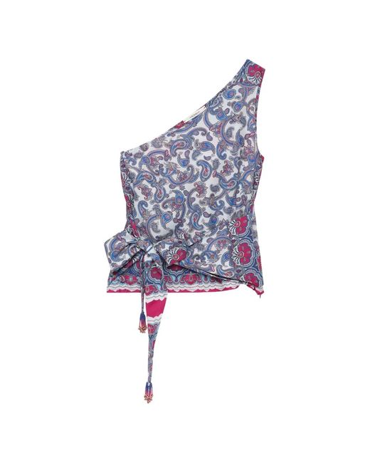 Maliparmi Blue Haut Sunset Paisley À Une Épaule