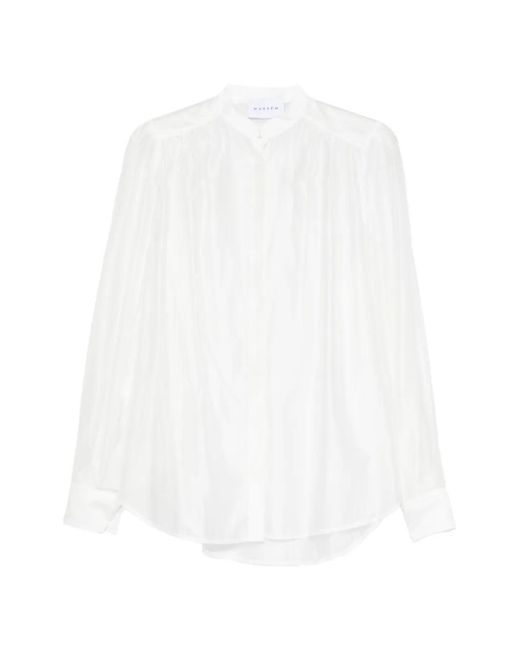 MARSĒM White Mandarin-Collar Blouse