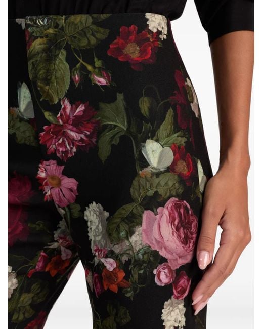 Pantaloni Svasati Teeny A Fiori di Alice + Olivia in Black