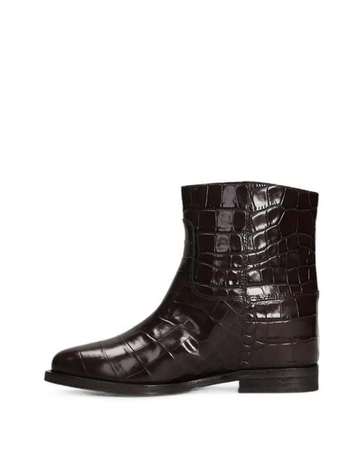 Via Roma 15 Black Croc-Effect Internal Wedge-Heel Ankle Boots
