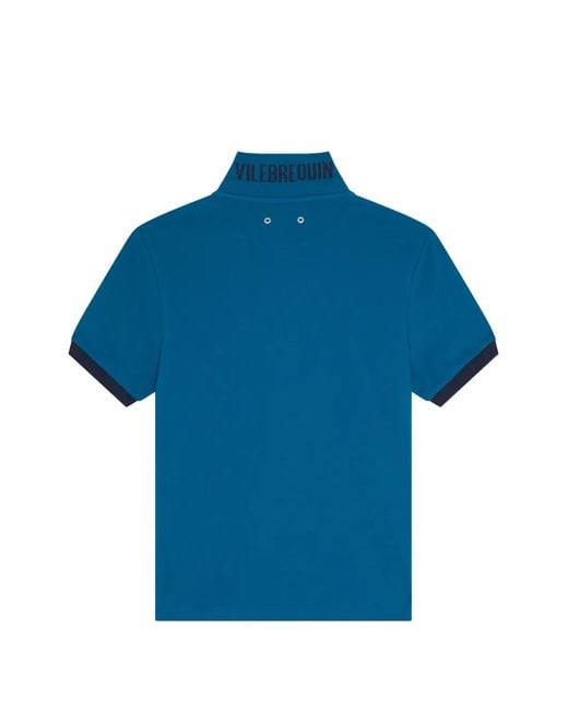 Vilebrequin Blue Embroidered-Logo Polo Shirt for men
