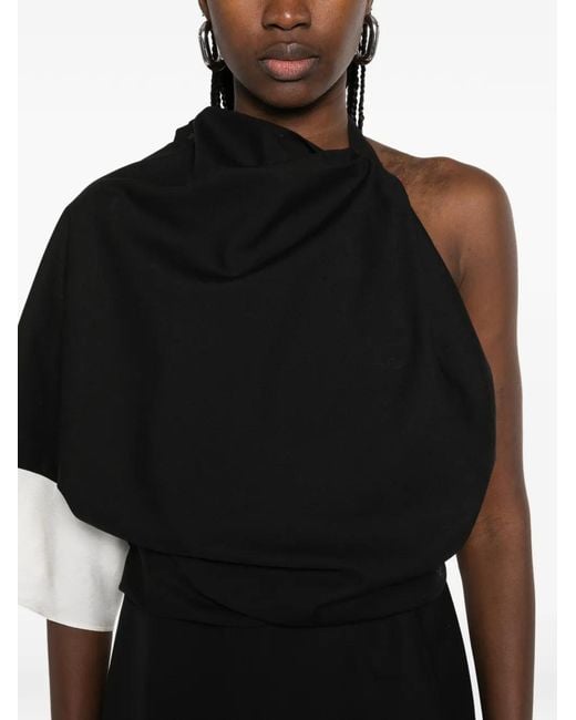 Rohe Black Draped One-Shoulder Maxi Dress