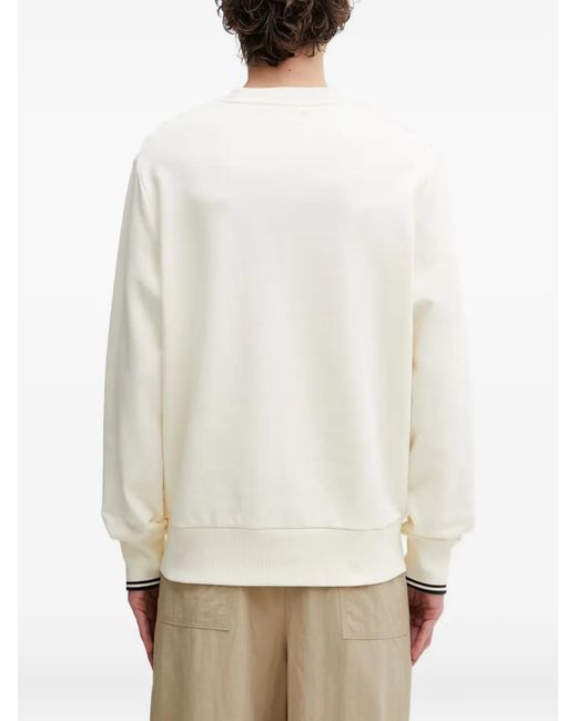 Fred Perry White Logo-Embroidered Tipped-Cuff Sweater for men