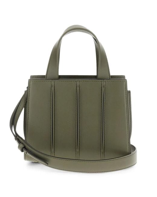 Max Mara Green Panelled Leather Clutch Bag