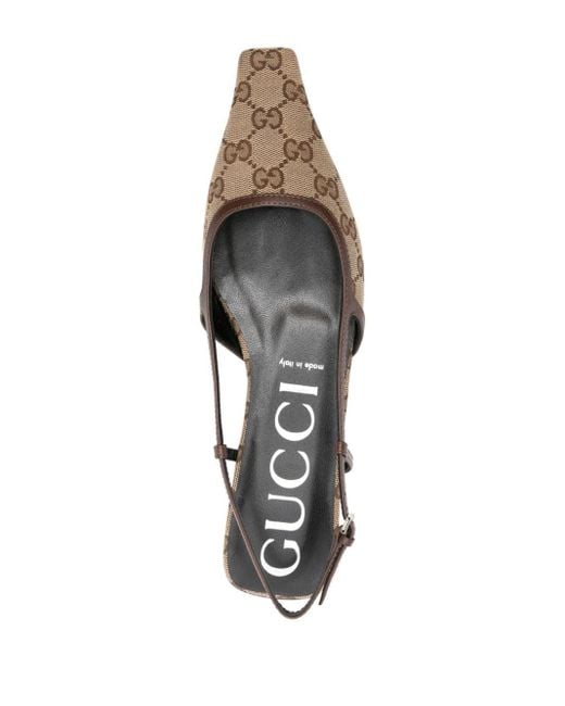 Gucci GG Canvas Slingback Ballerina's in het Brown