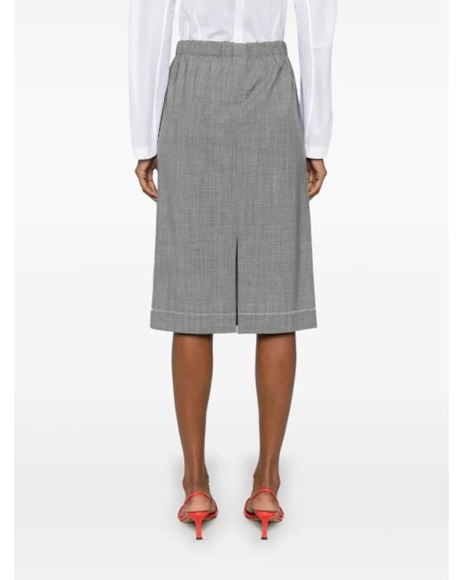 Fabiana Filippi Gray Decorative-Stitching Chambray Skirt