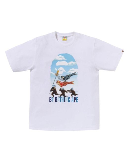 A Bathing Ape Carp Streamer T-Shirt in White für Herren