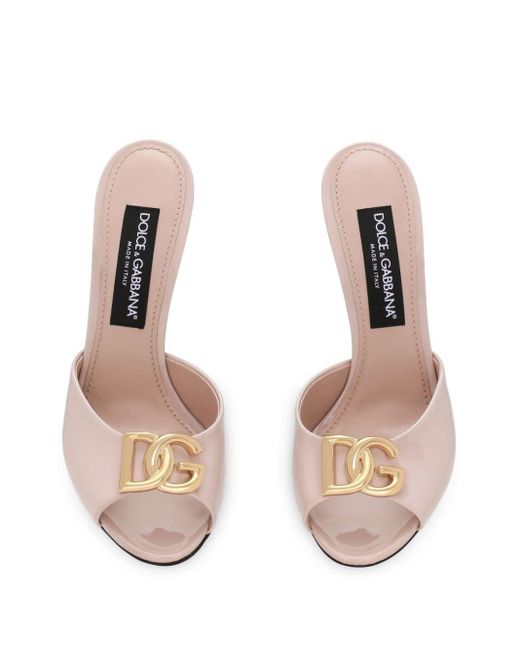 Dolce & Gabbana Pink Vernice 85mm Leather Mules
