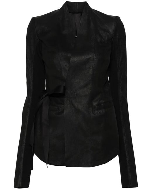 Rick Owens Black Jacket With Crackle Effect
