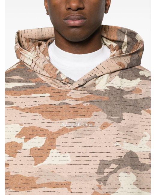 Acne Brown Camouflage-print Cotton Hoodie for men
