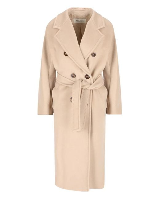 Max Mara Mantel Met Dubbele Rij Knopen in het Natural