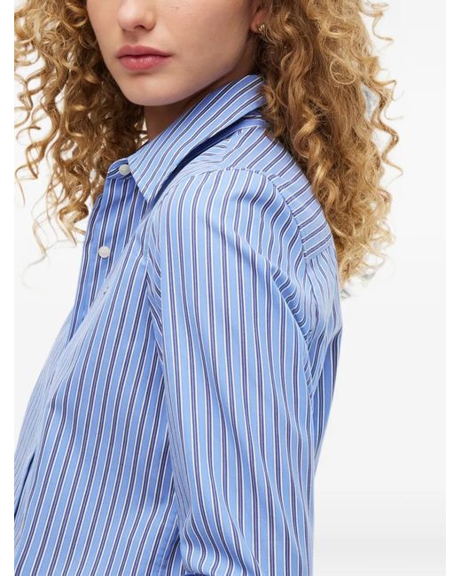 Tommy Hilfiger Blue Vertical-Stripe Long-Sleeve Shirt