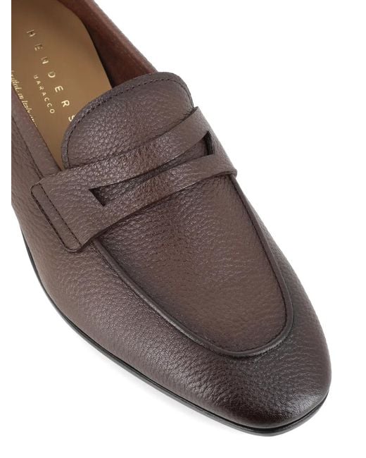 Henderson Brown Grained-Leather Loafers for men