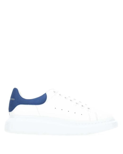 McQueen White Oversize Sneakers With Avio Blue Suede Spoiler
