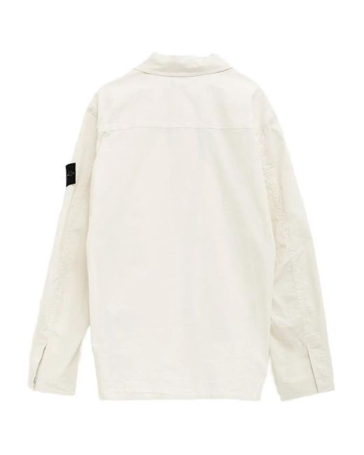 Stone Island White Button-Down Shirt for men