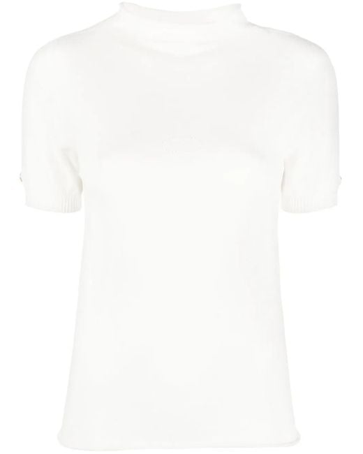 Pull À Plaque Logo Twinset en coloris White