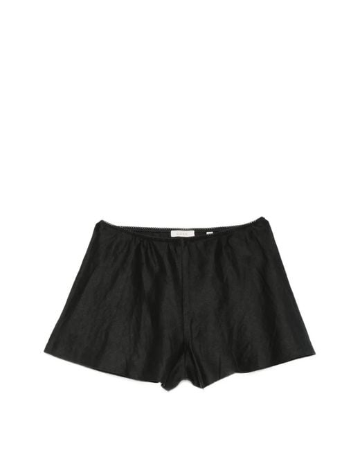 Doen Black Loren Linen Shorts