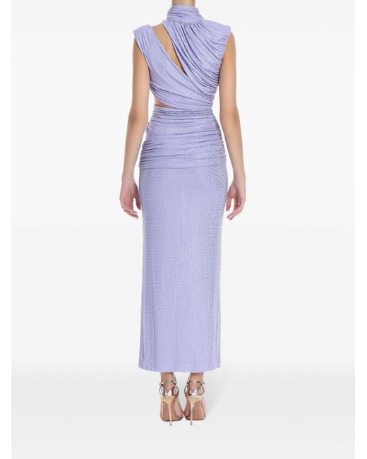 De La Vali Purple Mahogany Crystal-embellishment Maxi Dress