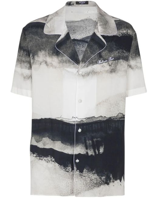 メンズ Balmain ムーンプリント シャツ Gray