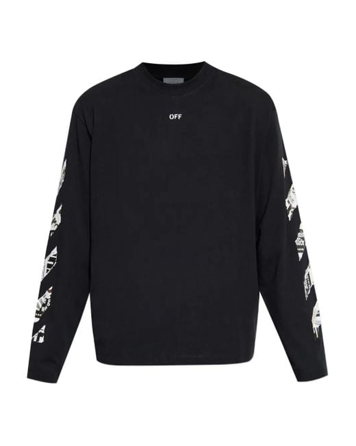 Off-White c/o Virgil Abloh Blue Long-Sleeved Graphic T-Shirt for men