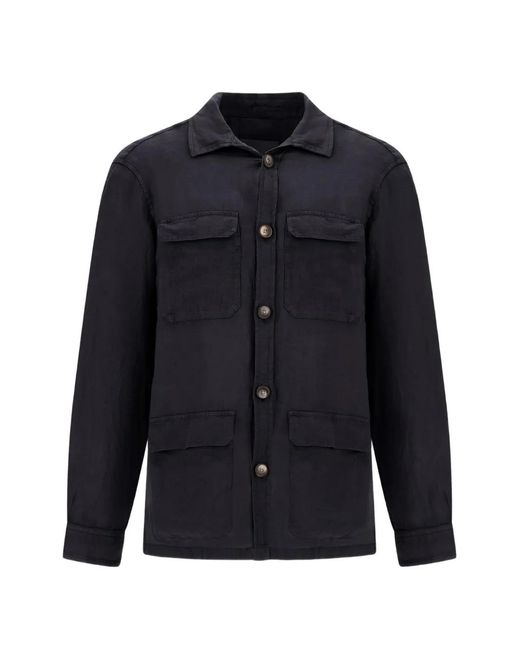 Herno Blue Linen Field Jacket for men
