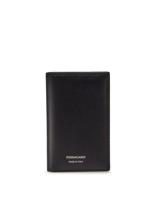 Ferragamo Black Ferragamo Bi-Fold Leather Cardholder for men