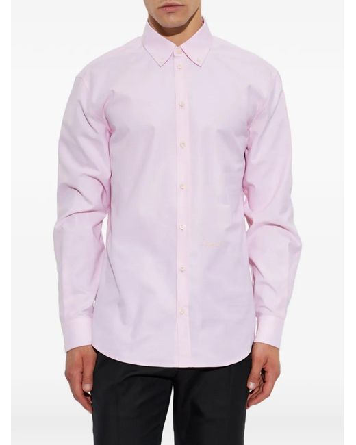 DSquared² Pink Dan Embroidered-Logo Button-Down Shirt for men