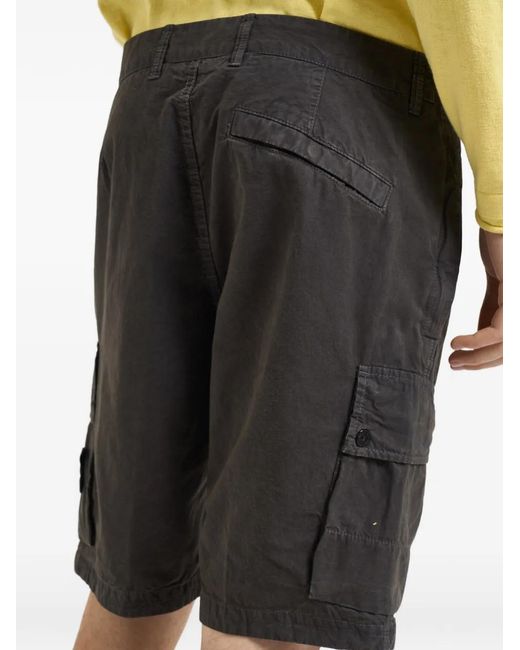 Stone Island Black L100019 Brushed Organic Cotton Canvas Old-Effect Shorts for men