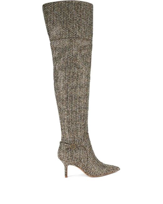 Kurt Geiger Natural 70Mm Mayfair Crystal-Embellished Over-The-Knee Boots