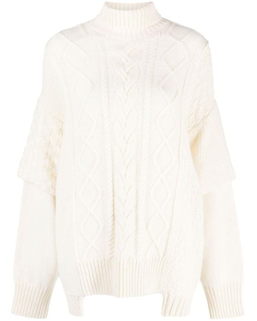 Khrisjoy White Roll-neck Cable-knit Jumper