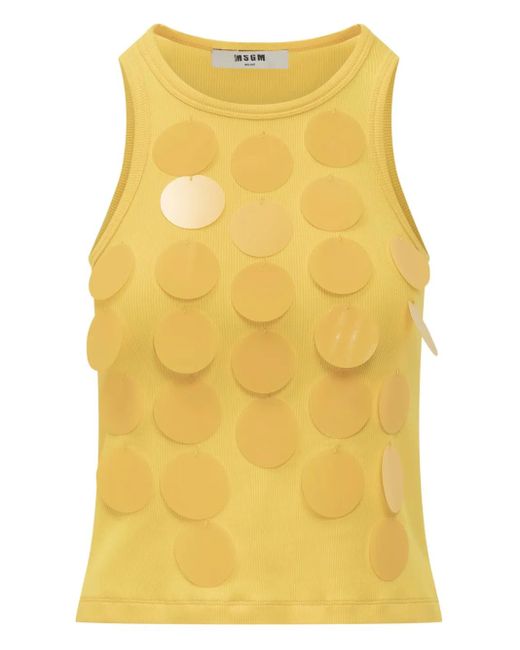 Canotta Con Decorazione di MSGM in Yellow