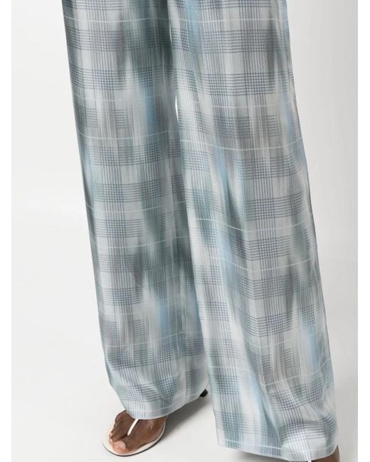 Giorgio Armani Blue Prince Of Wales Silk Trousers