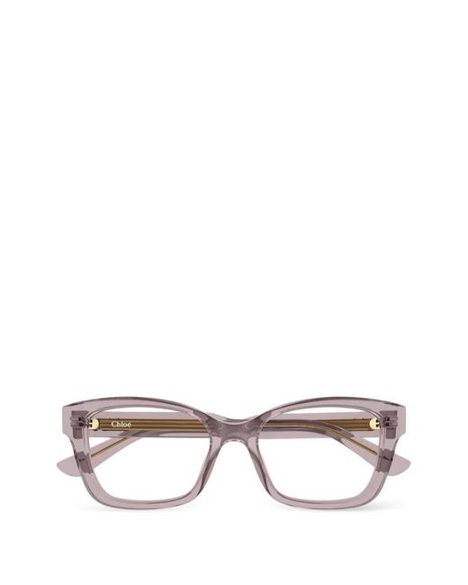 Chloé Pink Brille Mit Logo