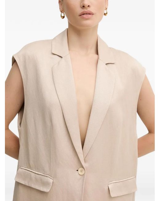 MARC AUREL Natural Sleeveless Single-Breasted Blazer