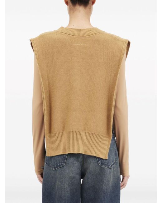 MM6 by Maison Martin Margiela Natural Gauge 7 Distressed Knitted Top