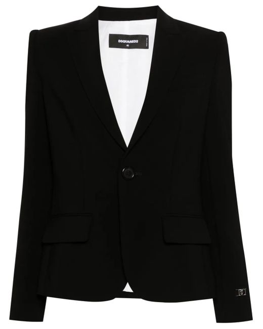 DSquared² Black Logo-Plaque Single-Breasted Blazer