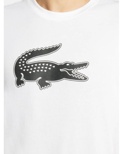 Lacoste White Crocodile-Print Jersey T-Shirt for men