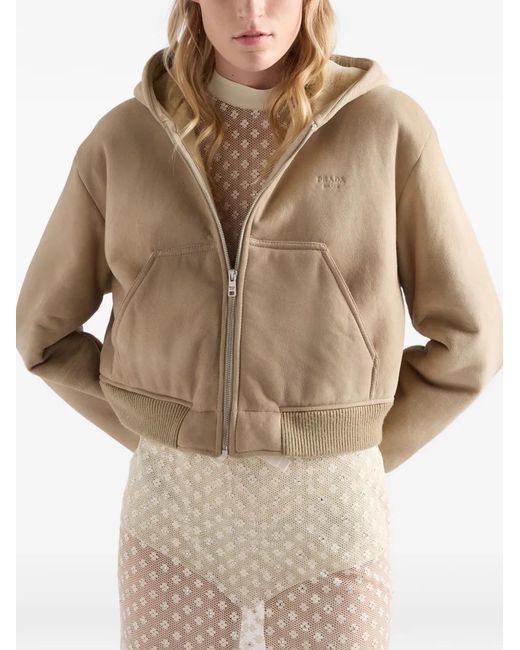 Prada Natural Hooded Shearling Jacket