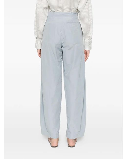 The Row White Pantalon Ample À Design Plissé