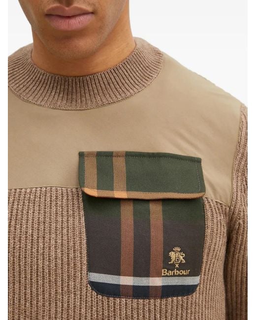 Baracuta Natural X Barbour Miller Ribbed Panelled-Pocket Jumper for men