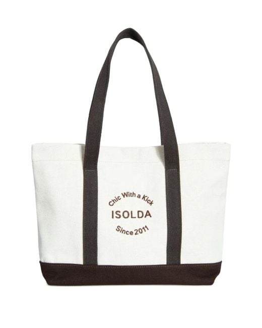 Borsa Tote Marrom di Isolda in White