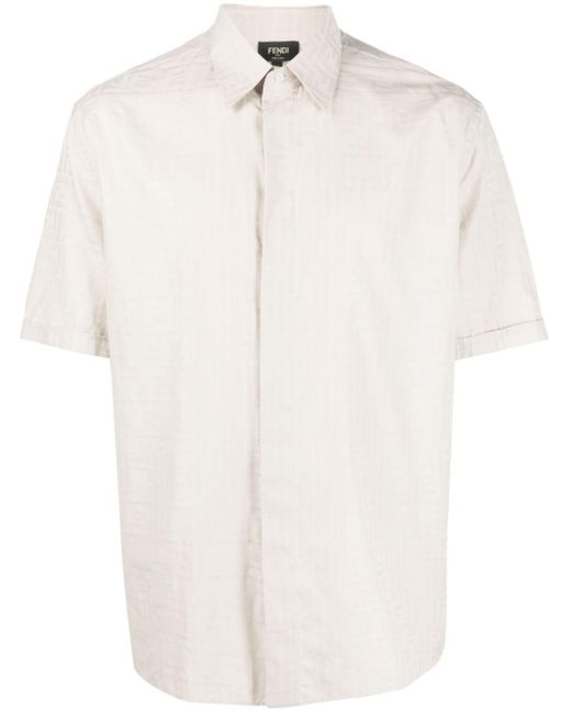 Fendi Hemd mit Monogramm-Print in White für Herren