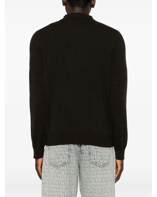 Bompard Black Jersey-Knit Shirt-Collar Cardigan for men