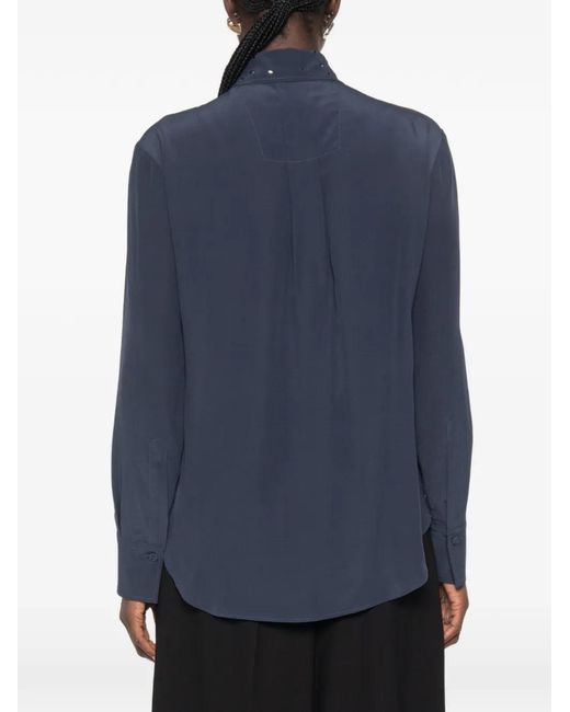 Trame Auree Blue Frida Crystal-Embellished Long-Sleeve Shirt