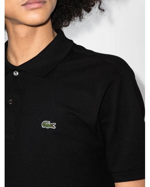 Lacoste Black Logo-Patch Short-Sleeve Polo Shirt for men