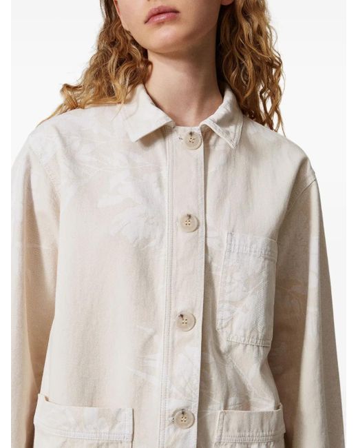 Giacca-Camicia A Fiori di Twinset in White